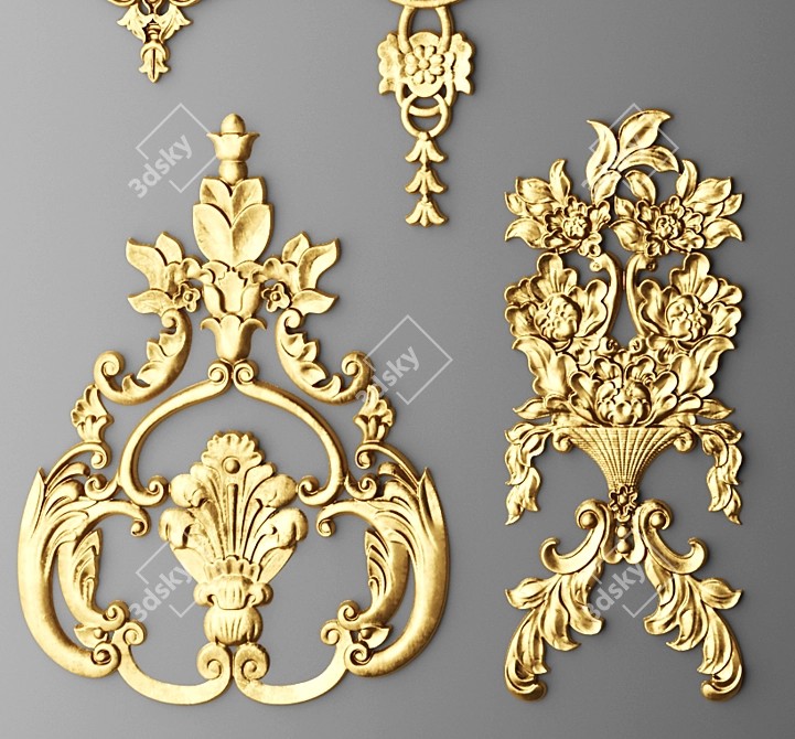 Artistic Stucco Decor Set 3D model image 2