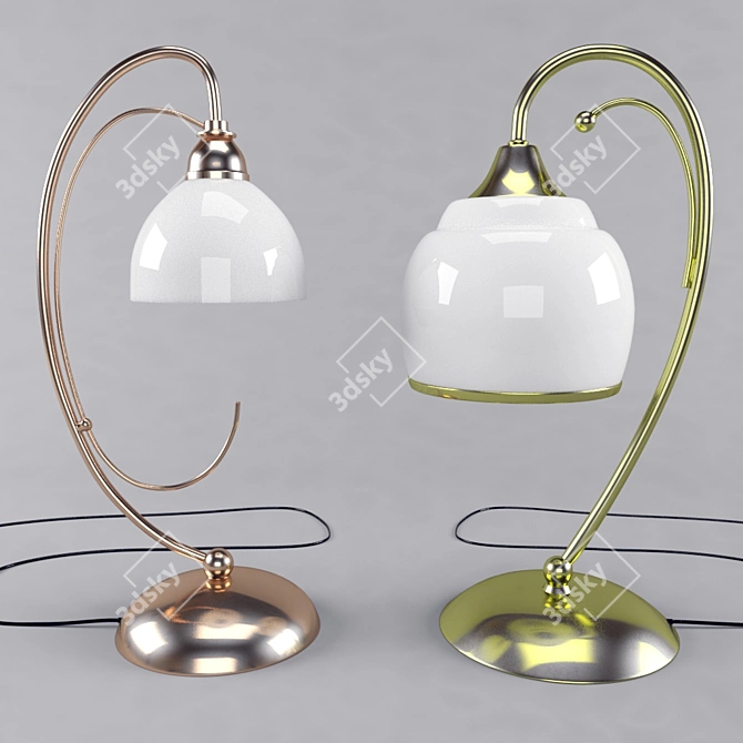 Antique Bronze Glass Table Lamp 3D model image 1