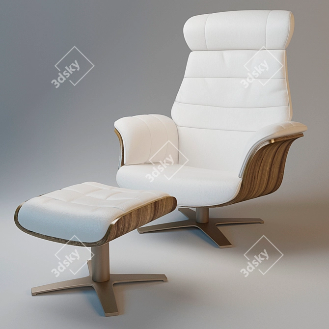 Modern White Leather Reclining Chair 3D model image 1