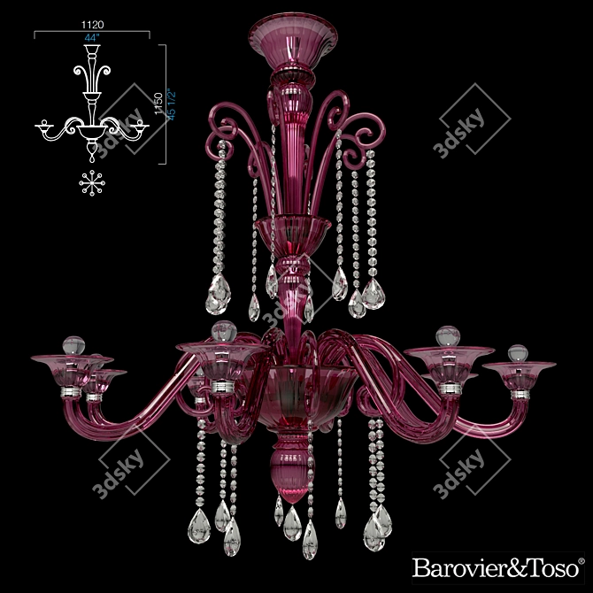 Elegant Italian Chandelier, 8-Light 3D model image 1