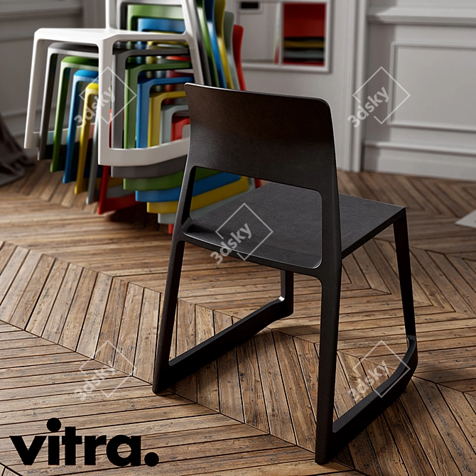 Forward-Tilt Action Solid Chair 3D model image 2