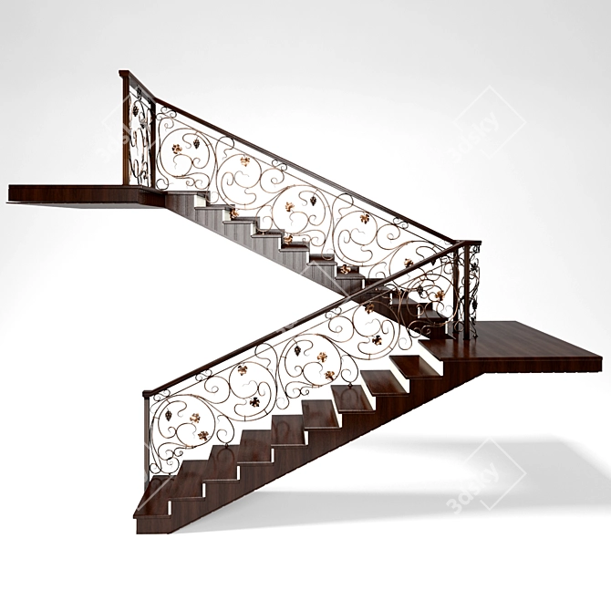 Elegant Grapevine Staircase 3D model image 3