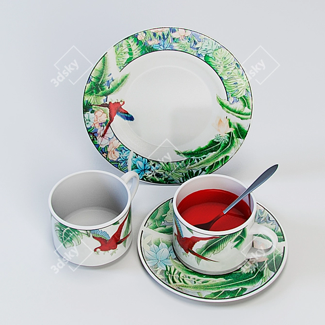 Tropical Vibes Dish Set 3D model image 2