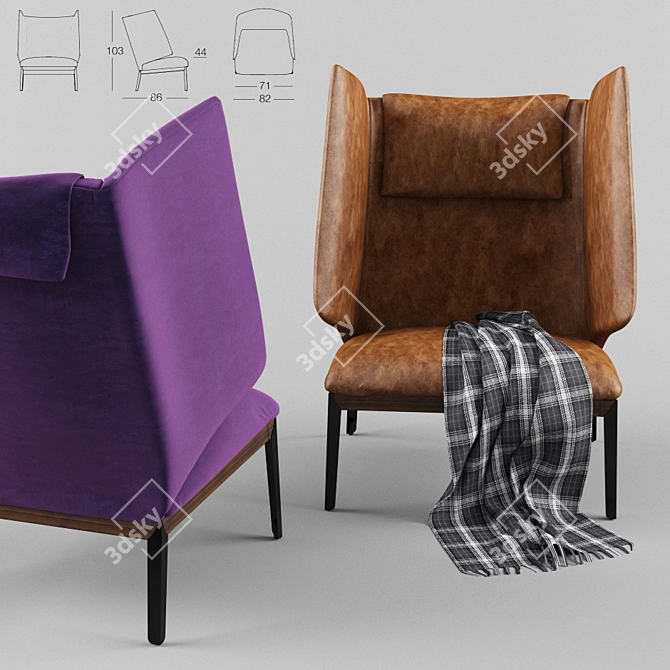 Cozy Comfort High Back HUG Poltrona 3D model image 2