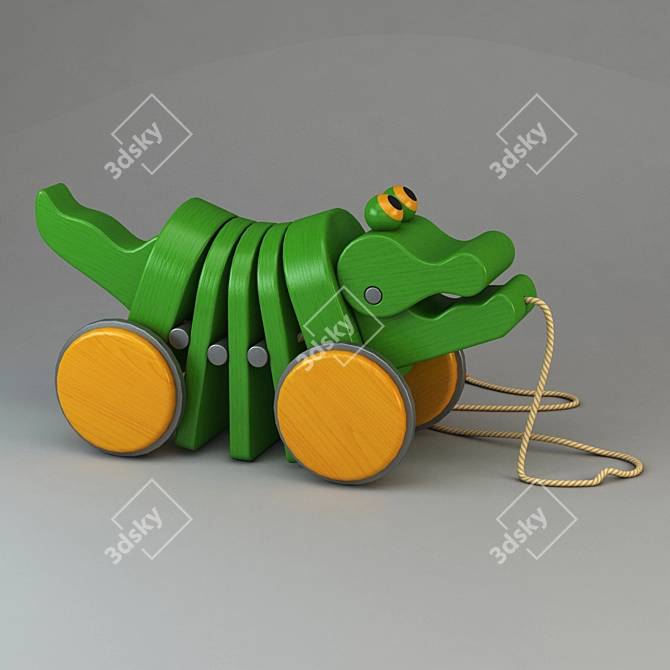 Wooden Crocodile Toy 3D model image 1