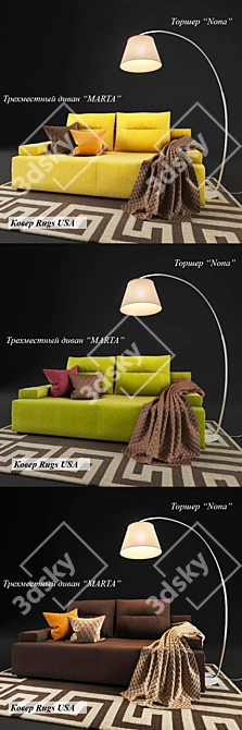 MARTA Triple Sofas: Stylish and Spacious 3D model image 1