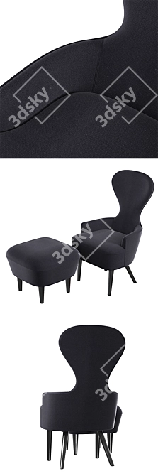 Elegant Wingback Dining Chair 3D model image 2