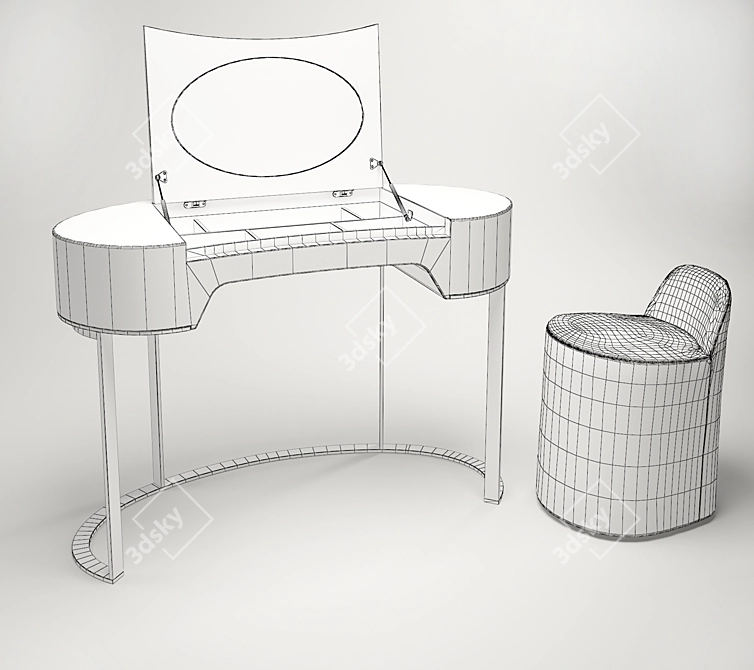 Elegance Defined: Baxter Yves Dressing Table & Nina Pouf 3D model image 3