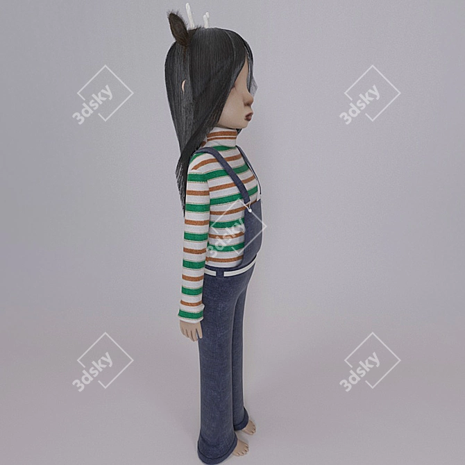 Festive Christmas Doll with Cute Reindeer 3D model image 2