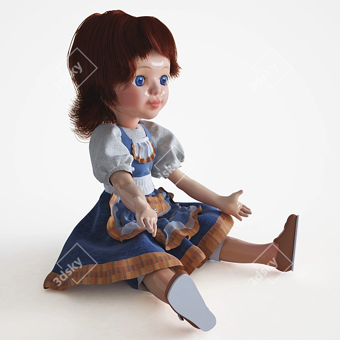 Vintage Soviet Doll: 80s LenIgrushka 3D model image 1