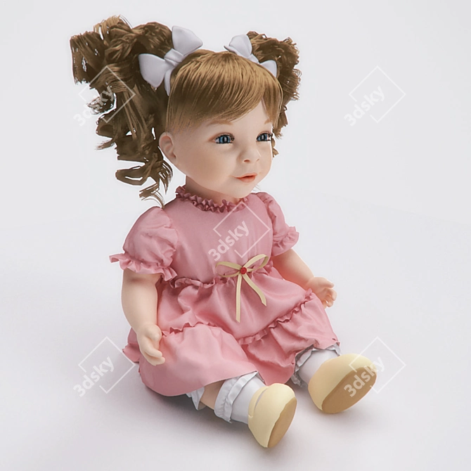 Unique Textured Doll with Hair and Fur 3D model image 1