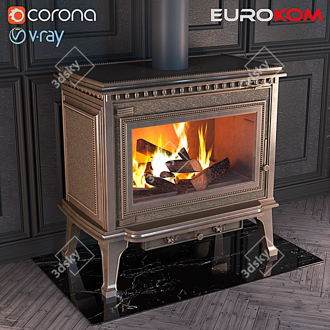 Eurokom Richard Cast Iron Stove 3D model image 2