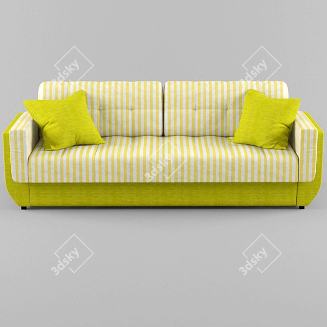 Contemporary Grey Fabric Sofa 3D model image 2