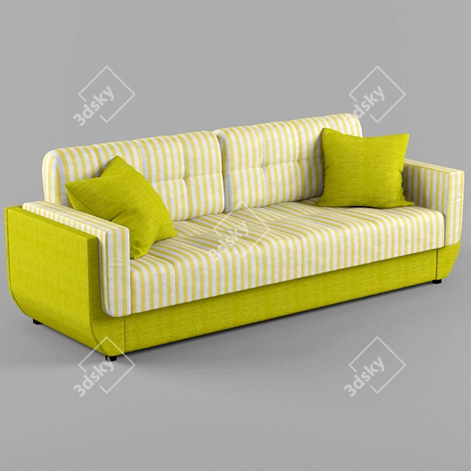 Contemporary Grey Fabric Sofa 3D model image 3