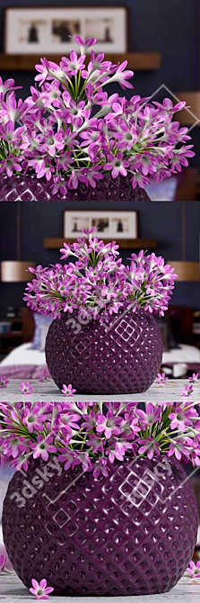 Elegant Pink Floral Vase 3D model image 1