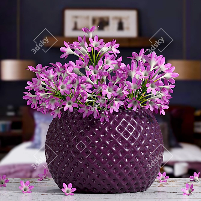 Elegant Pink Floral Vase 3D model image 2