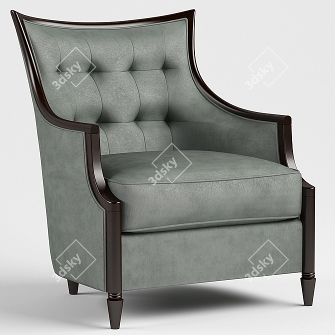 Elegant Blue Velvet Armchair 3D model image 1