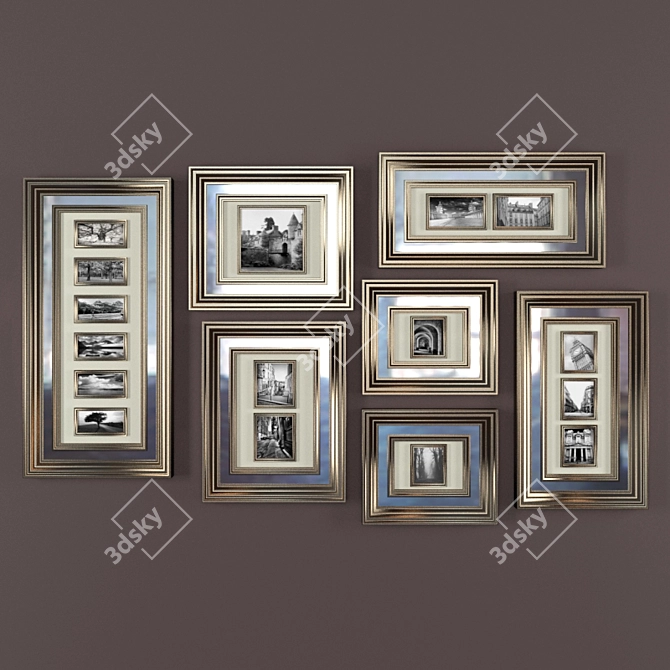 Elegant Mirrored Frame Gallery 3D model image 1