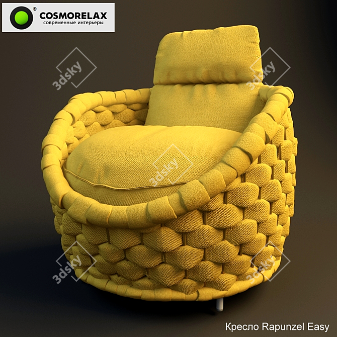 Rapunzel Easy Armchair - Stainless Steel/Cotton - 63x78x91 cm 3D model image 2