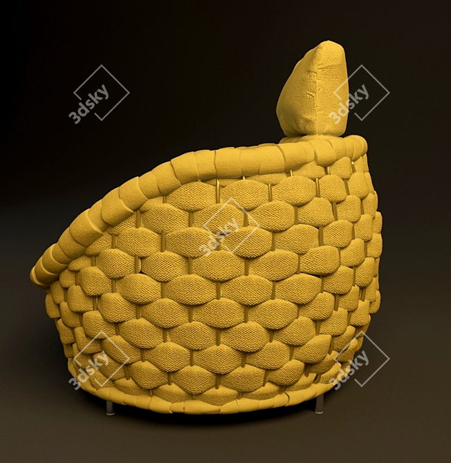 Rapunzel Easy Armchair - Stainless Steel/Cotton - 63x78x91 cm 3D model image 3