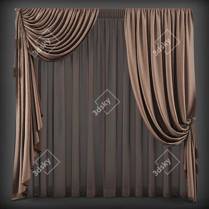 Classic Style Curtains 3D model image 1