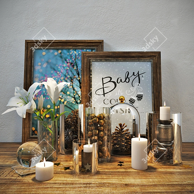 Elegant Candle Decor Set 3D model image 1
