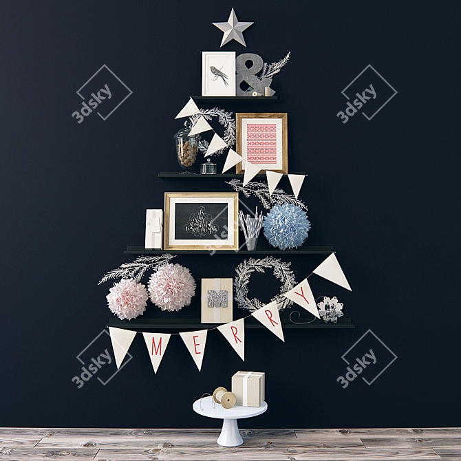 Unique Festive Tree Decor Set 3D model image 1