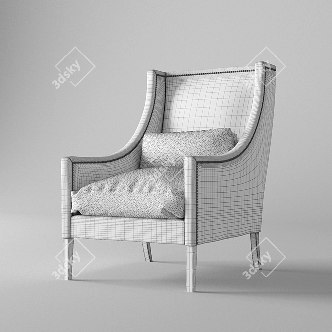 Classic Cabot Cove High-Back Chair 3D model image 3