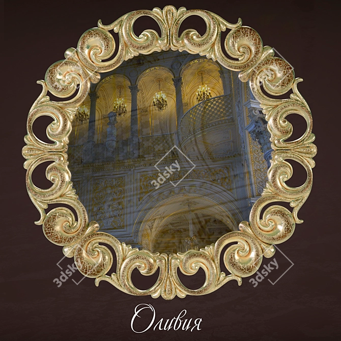 Elegant Round Mirror Olivia 3D model image 1