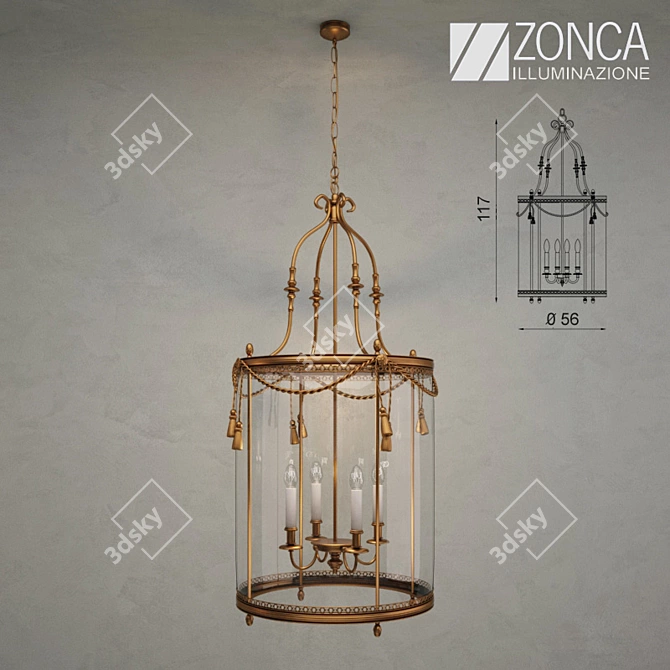 Zonca Lanterna Pendant: Elegant Italian Chandelier 3D model image 2