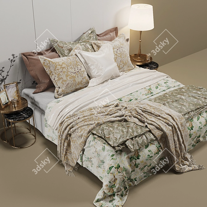 Unwrapped Bed with 849 Polys 3D model image 2