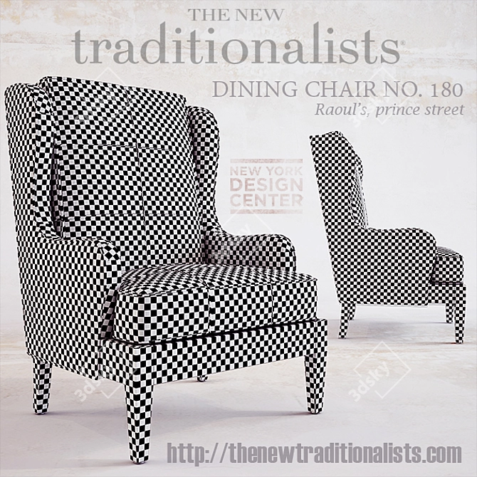 Elegant No. 180 Dining Chair 3D model image 2