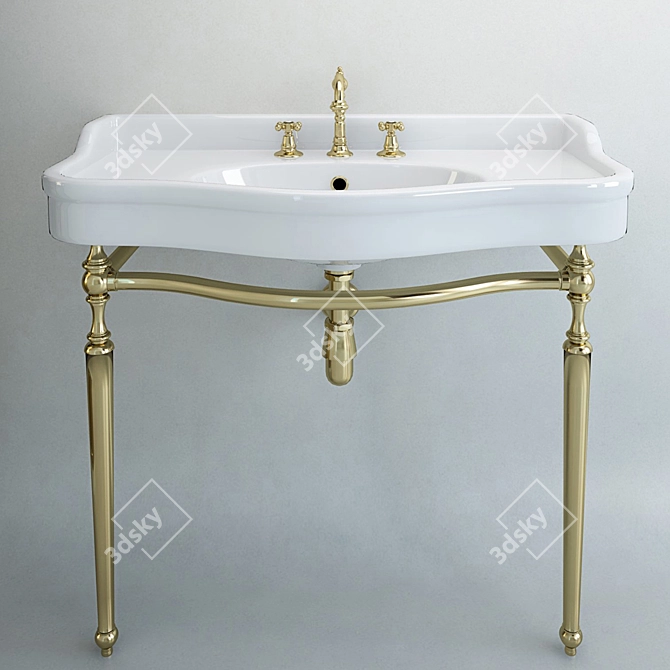 Classical Console Sink with Mixer and Siphon 3D model image 1