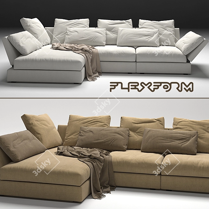 Flexform Sunny Sofa: Stylish and Spacious Seating 3D model image 1