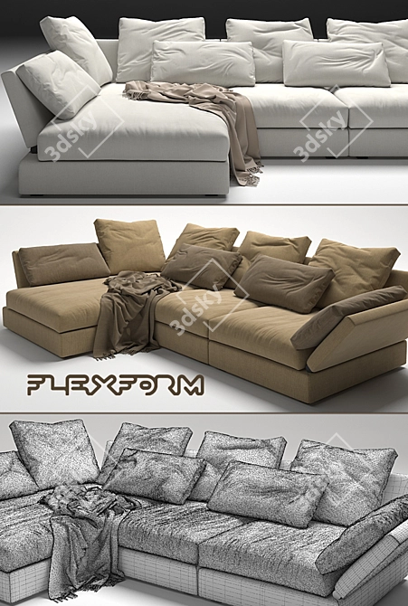 Flexform Sunny Sofa: Stylish and Spacious Seating 3D model image 3