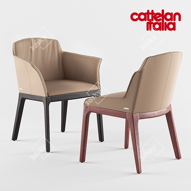 Elegant Musa Chair: Ashwood Frame, Custom Upholstery 3D model image 1
