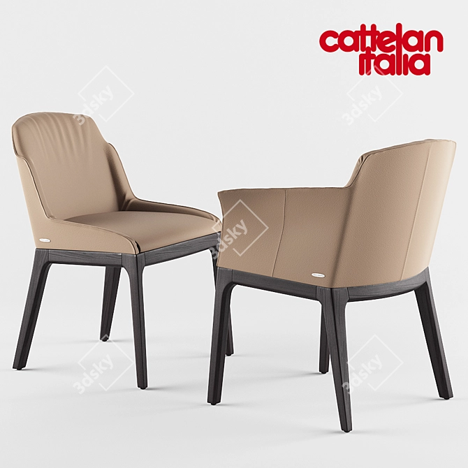 Elegant Musa Chair: Ashwood Frame, Custom Upholstery 3D model image 2