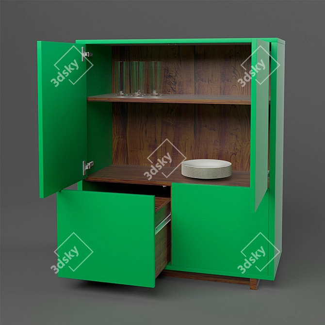 Green 2-Drawer Cabinet | 90x40x107 cm, IKEA Stockholm 3D model image 2