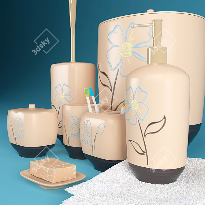 Ansan Bathroom Decor Set 3D model image 2