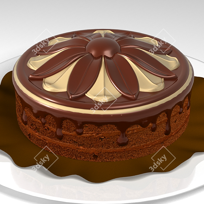 Delicious Chocolate Cake 3D model image 2