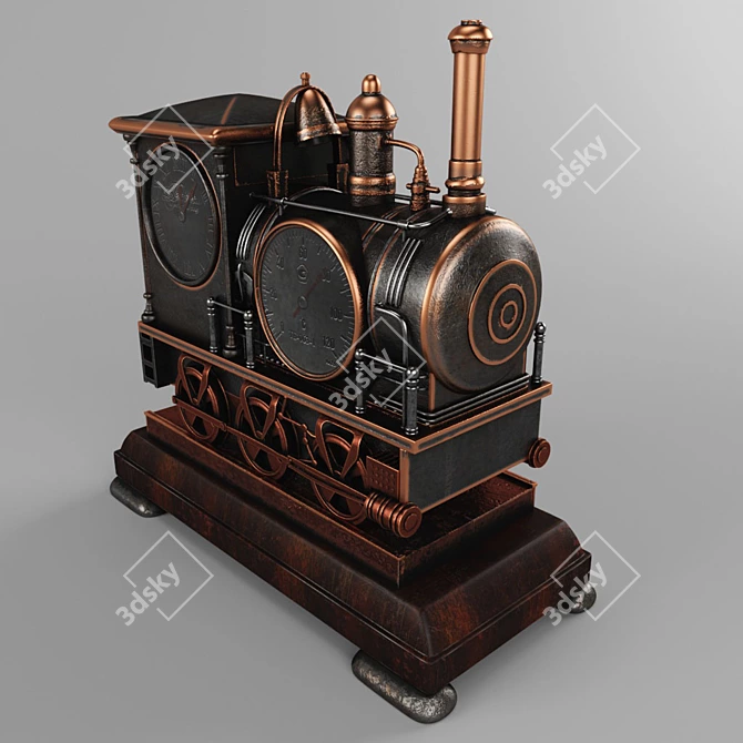 Retro Steam Train Thermometer 3D model image 2