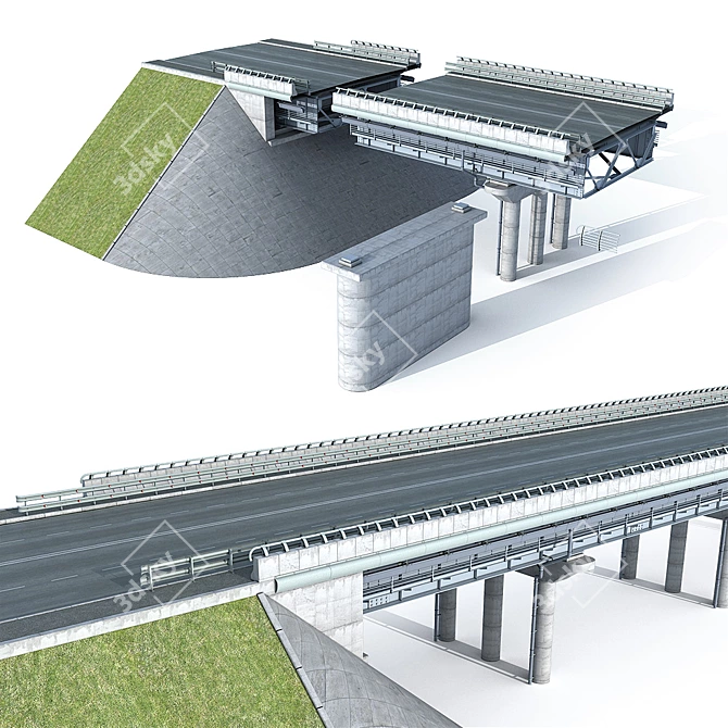 Dual Support Motor-Road Bridge 3D model image 1