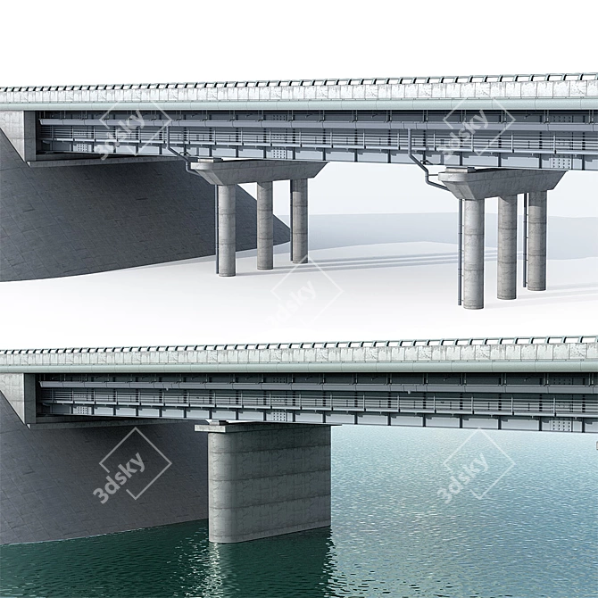 Dual Support Motor-Road Bridge 3D model image 2