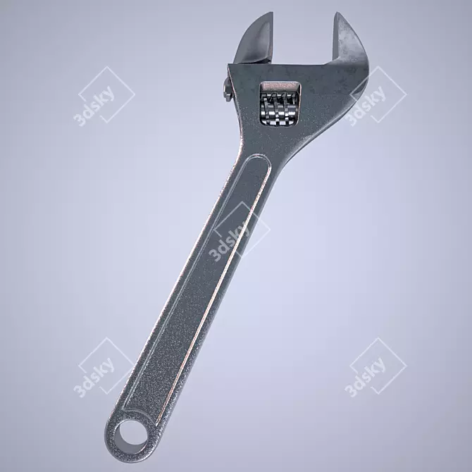 Chrome Adjustable Wrench 3D model image 1