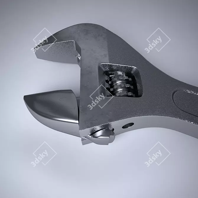 Chrome Adjustable Wrench 3D model image 2
