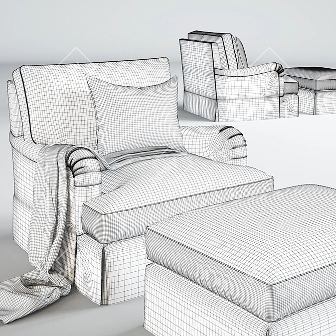 Elegant Churchill Dressmaker Chair 3D model image 2