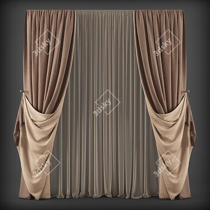 Elegant Window Curtains 3D model image 1