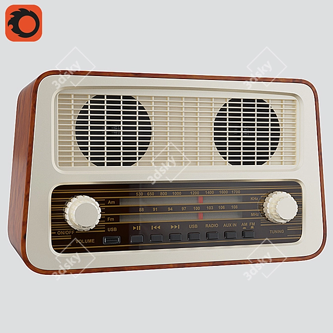 Vintage Soundwaves Retro Radio 3D model image 1