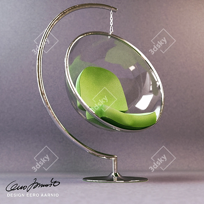 Sleek Acrylic & Steel Bubble Chair 3D model image 1