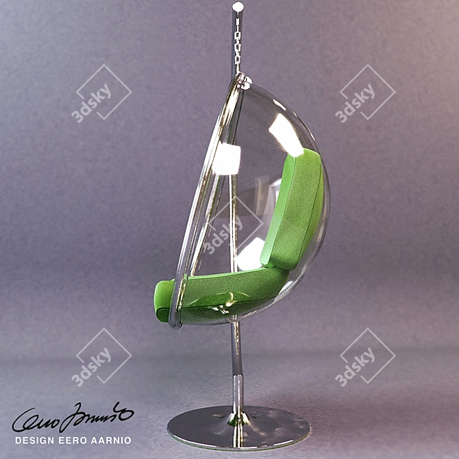 Sleek Acrylic & Steel Bubble Chair 3D model image 2